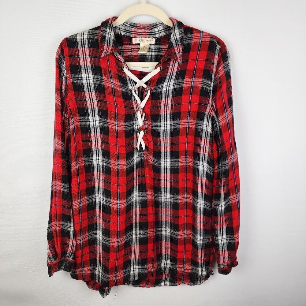 Studio West Plaid Long Sleeved Shirt Medium western rodeo cowgirlcore cowgirl